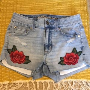 Embroidered rose shorts
